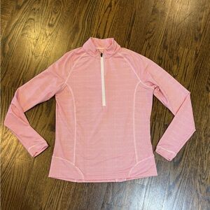 Peter Millar Women's Pink Micro Polka dot Long Sleeve Quarter-Zip Golf Top